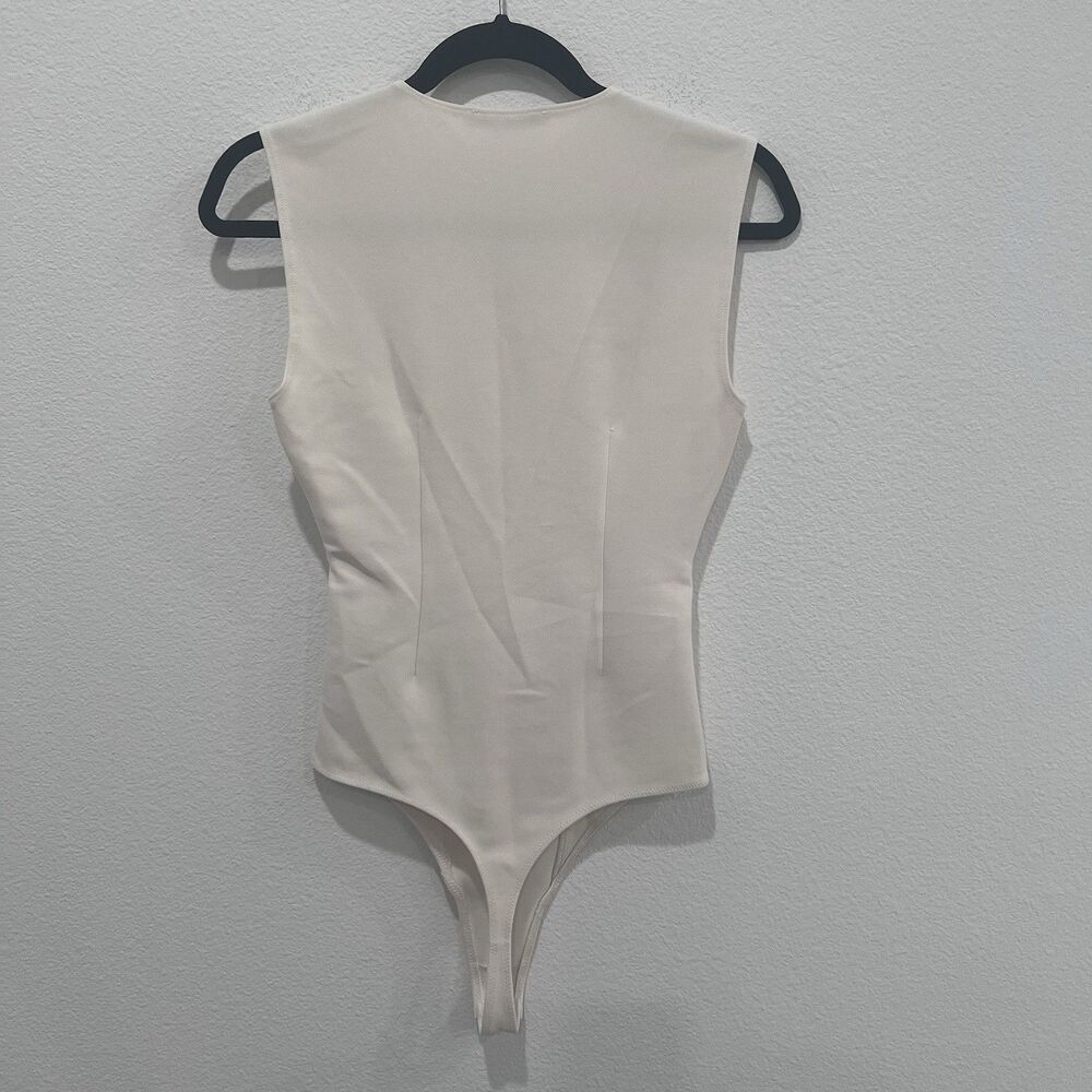 Abercrombie & Fitch Crepe Bodysuit Sleeveless Womens S Cream Softgirl Career - Picture 4 of 7